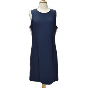 Lilly Pulitzer Navy Sheath Dress with Embroidered Stripe Size L